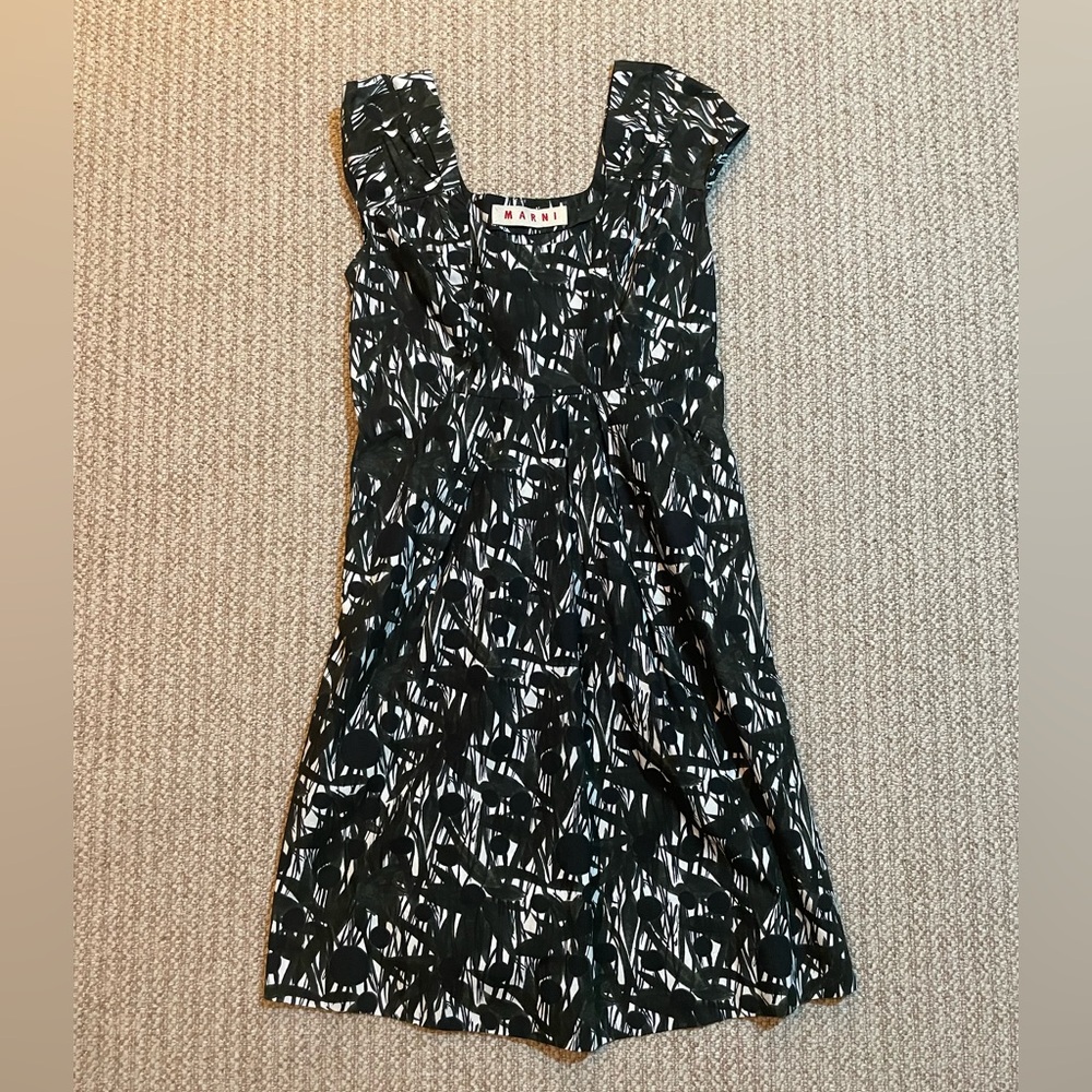 Marni Black & White Abstract Print Cotton Dress Size 42